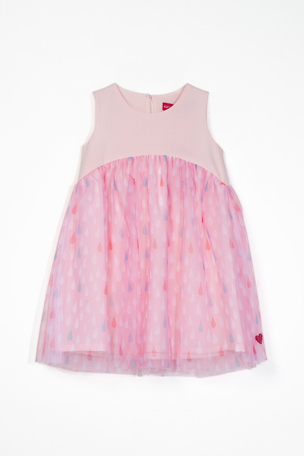 Agatha Ruiz de la Prada, Rochie babydoll cu imprimeu picaturi de ploaie, Roz pastel, 164 CM