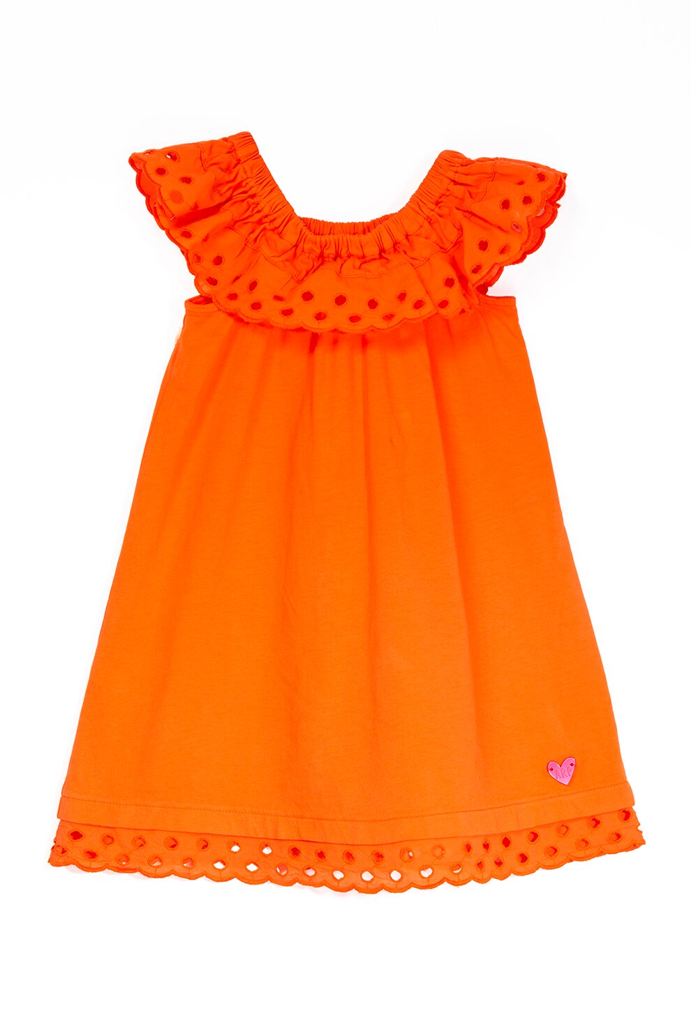 Agatha Ruiz de la Prada, Rochie de bumbac cu broderie Sangallo, Oranj mandarina, 104 CM
