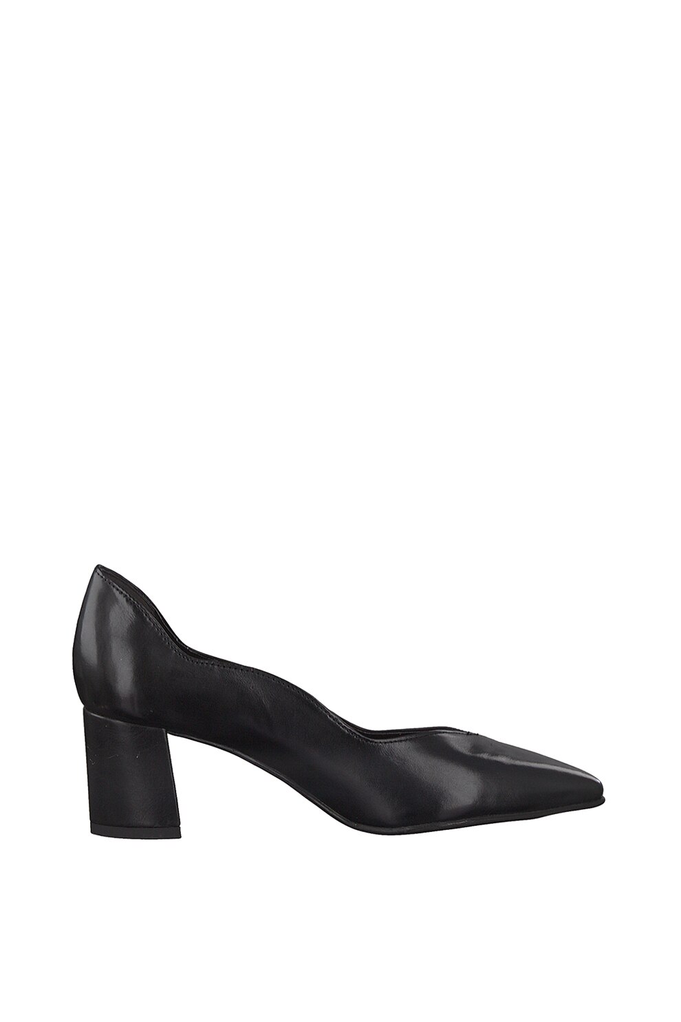 Marco Tozzi, Pantofi de piele cu toc masiv, Negru, 37