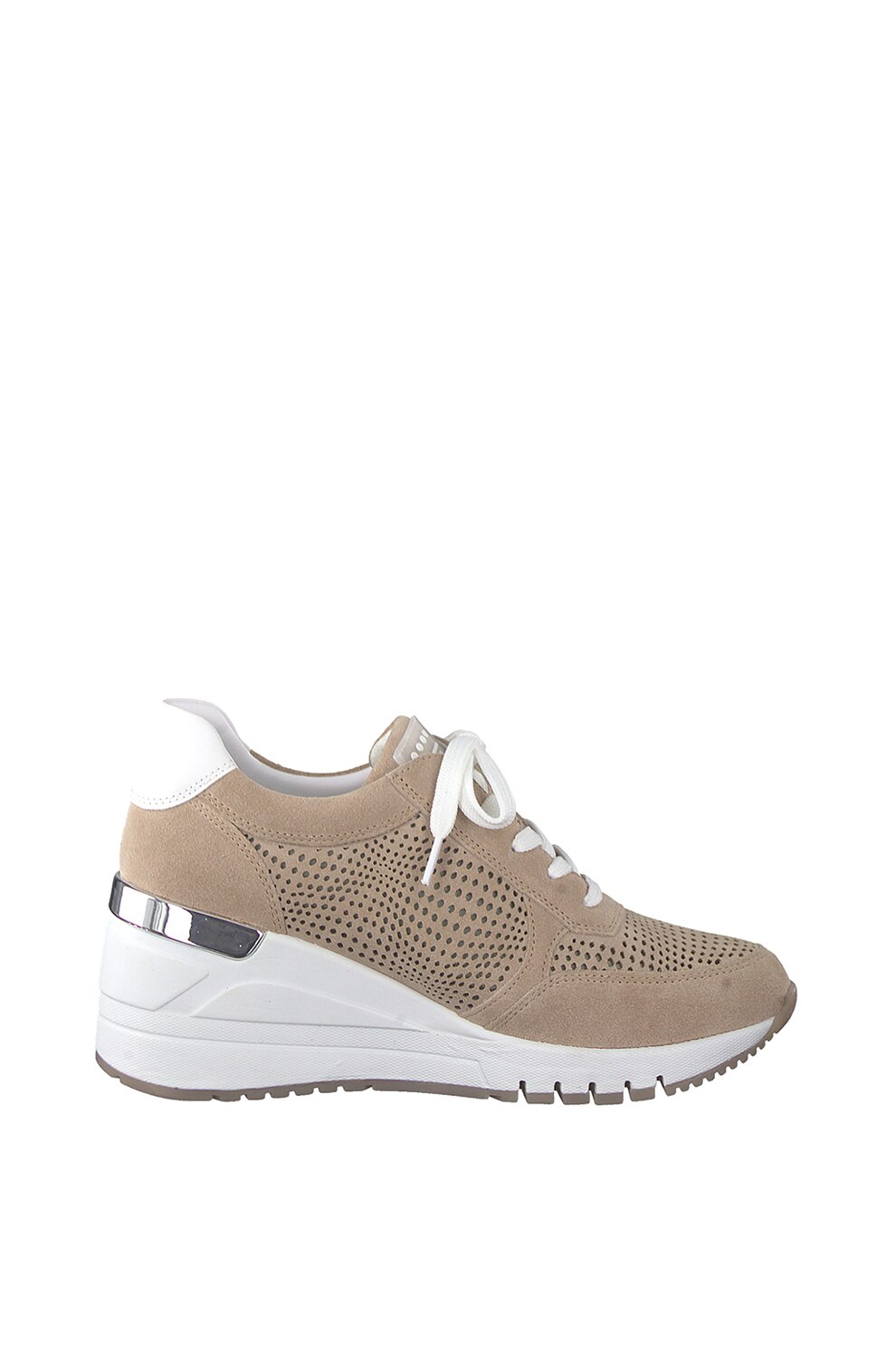 Marco Tozzi, Pantofi sport wedge de piele intoarsa cu segmente cu perforatii