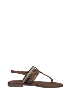 Marco Tozzi, Sandale de piele cu bareta separatoare si barete cu model impletit Marco Tozzi, Sandale de piele cu bareta separatoare si barete cu model impletit