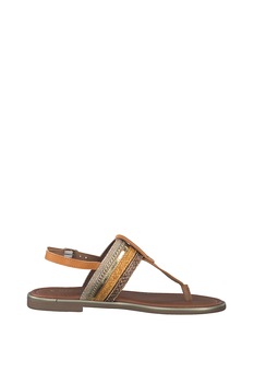 Marco Tozzi, Sandale de piele cu bareta separatoare si barete cu model impletit Marco Tozzi, Sandale de piele cu bareta separatoare si barete cu model impletit