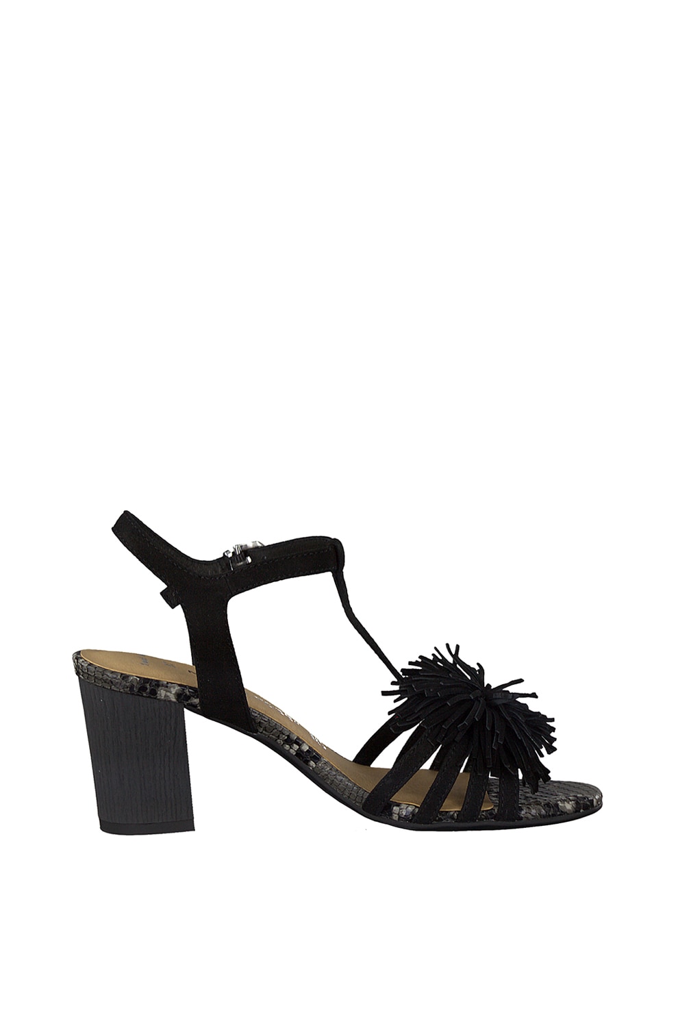 Marco Tozzi, Sandale de piele intoarsa cu aplicatie franjurata