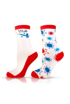 Sosete barbati Agiva Happy Foottopia, Imprimeu virus, Multicolor, 39-42, Alb Sosete barbati Agiva Happy Foottopia, Imprimeu virus, Multicolor, 39-42, Alb