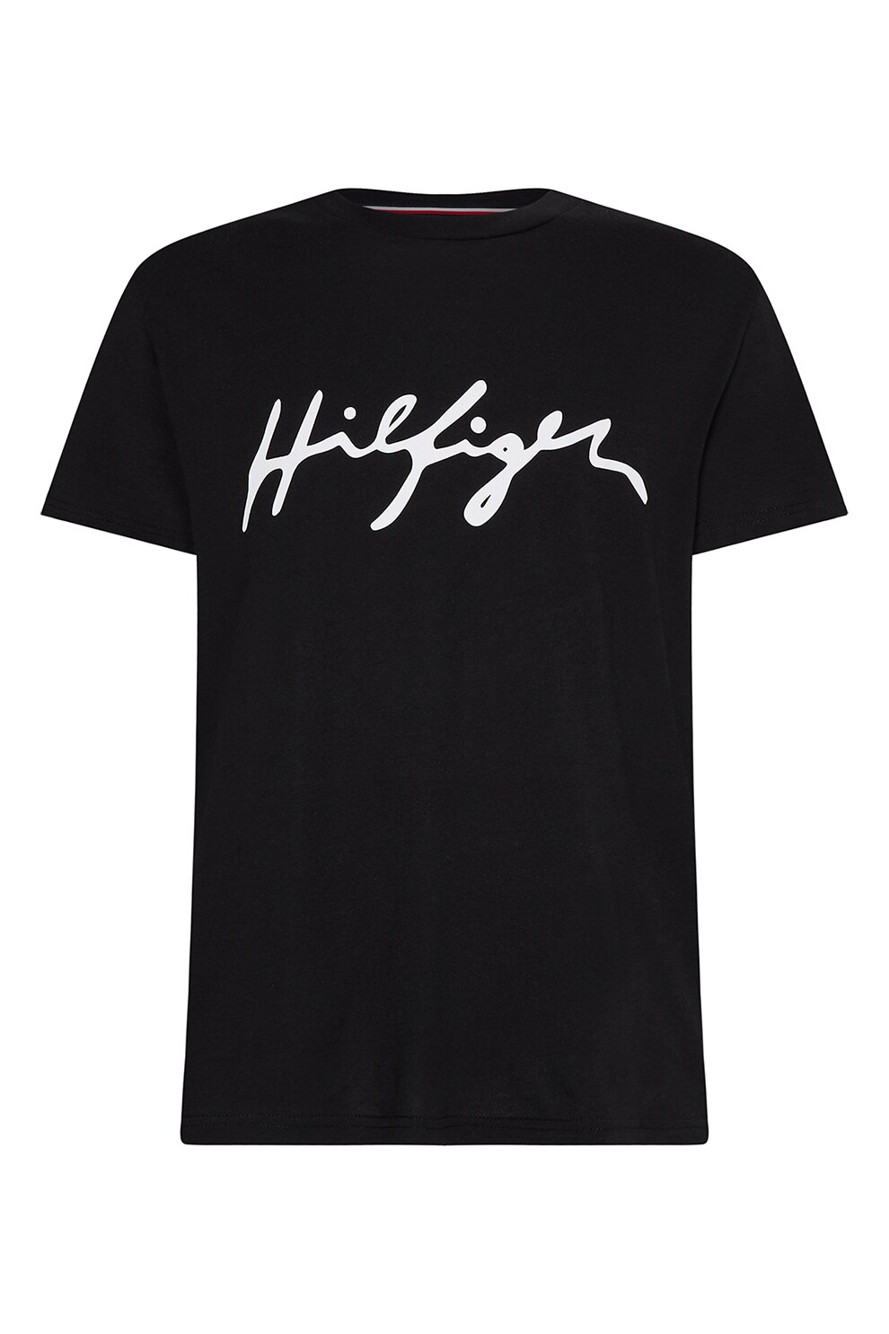 Tommy Hilfiger, Tricou de casa din bumbac organic, Negru/Alb