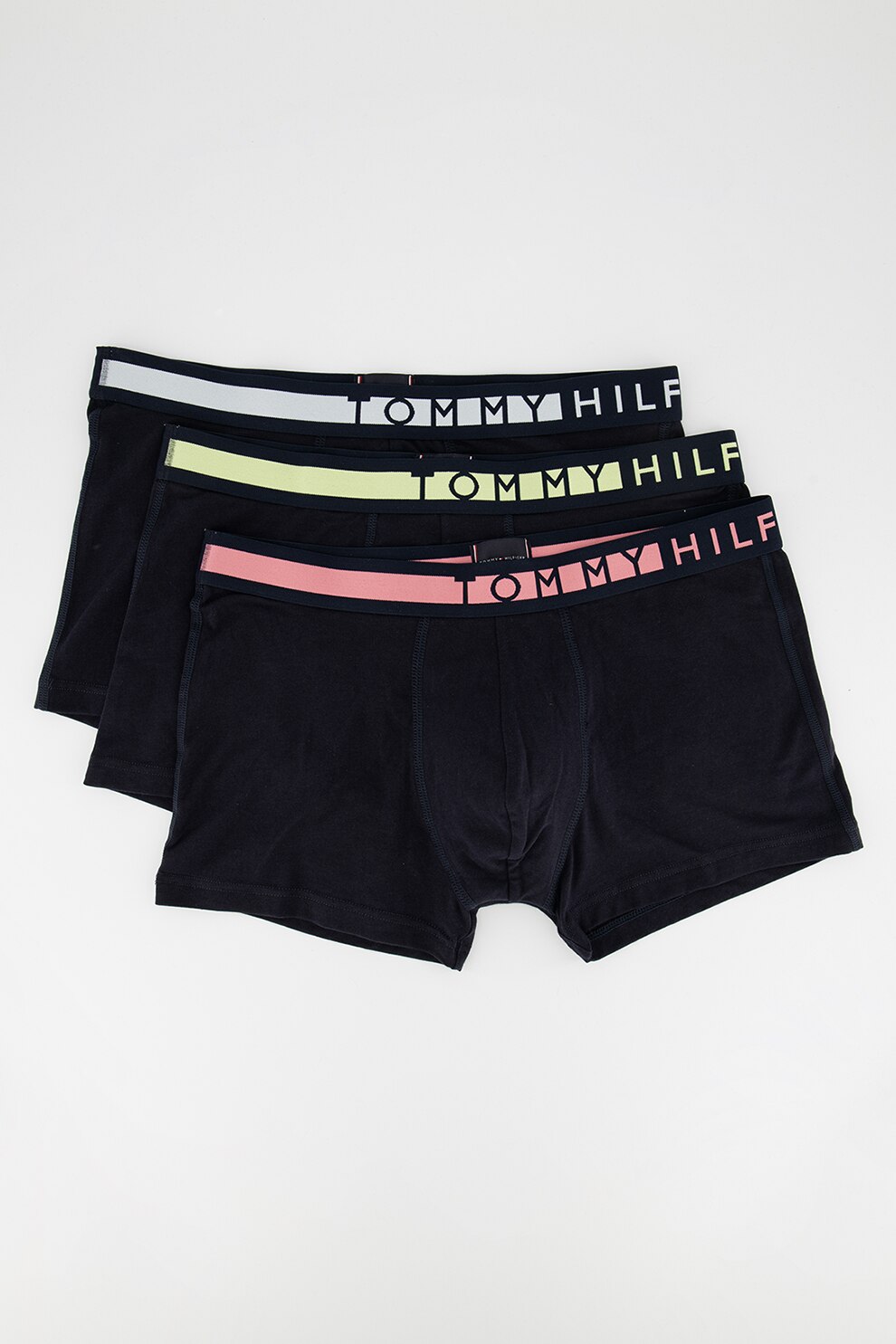 Tommy Hilfiger, Set de boxeri cu banda cu imprimeu logo- 3 perechi, Negru/Verde lime/Rosu stins