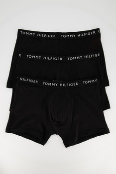 Tommy Hilfiger, Set de boxeri din amestec de bumbac organic - 3 perechi, Negru Tommy Hilfiger, Set de boxeri din amestec de bumbac organic - 3 perechi, Negru