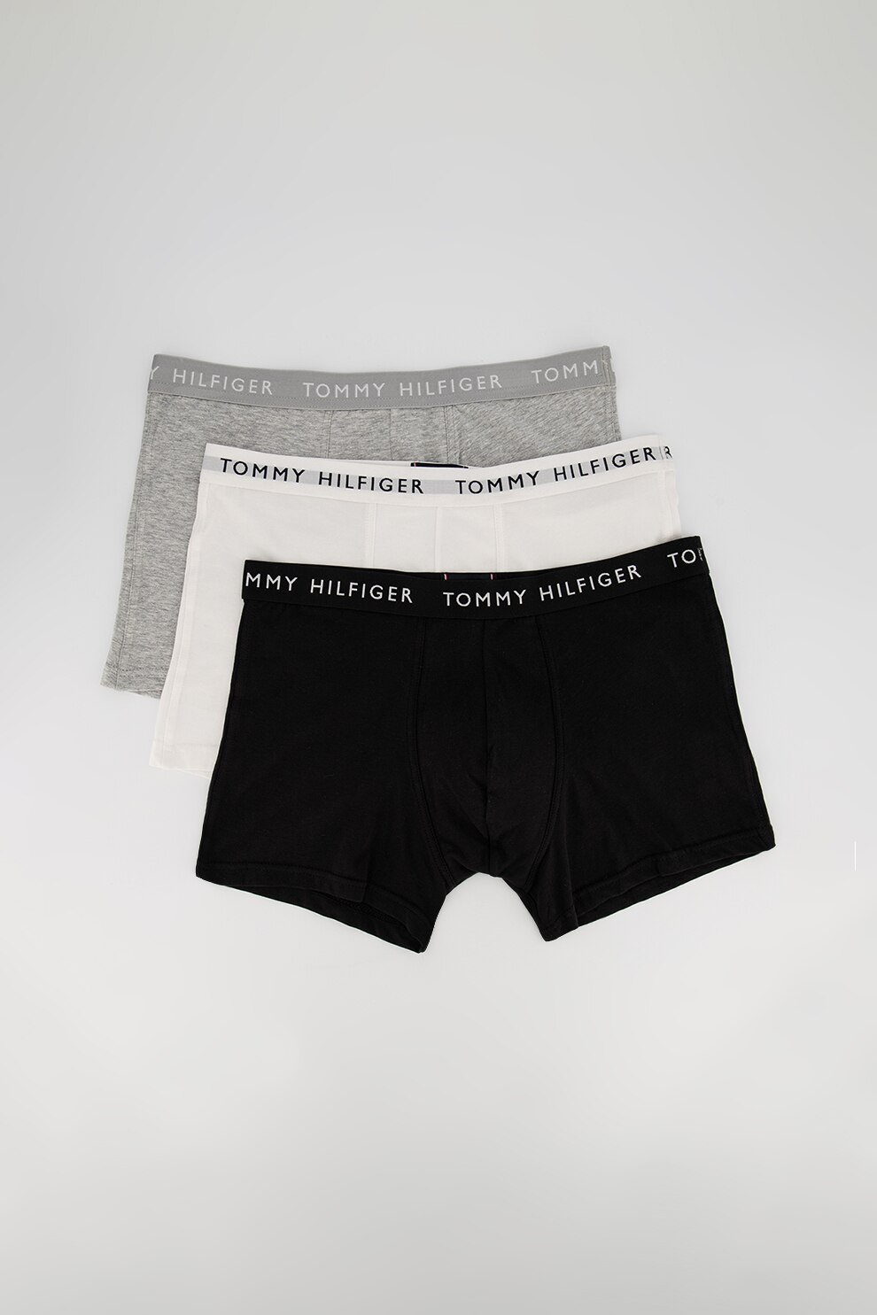 Tommy Hilfiger, Set de boxeri din amestec de bumbac organic - 3 perechi, Alb/gri melange/negru