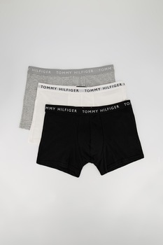 Tommy Hilfiger, Set de boxeri din amestec de bumbac organic - 3 perechi, Alb/gri melange/negru Tommy Hilfiger, Set de boxeri din amestec de bumbac organic - 3 perechi, Alb/gri melange/negru
