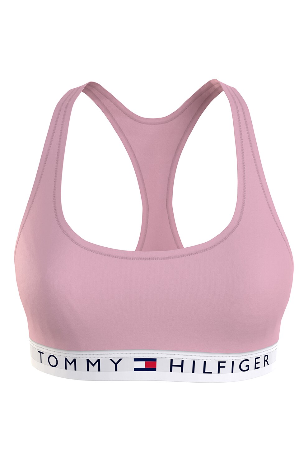 Tommy Hilfiger, Bustiera cu decolteu pe partea din spate si banda elastica, Roz