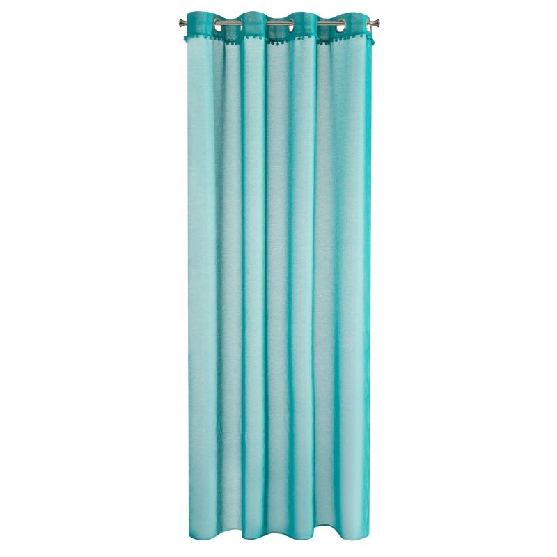 Perdea cu mici decoratiuni sub forma de pom-pom, Tamy Verde 140x250 cm