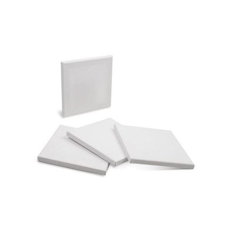 Panza canvas pe sasiu, 4 bucati, 20x20 cm, culoarea alb