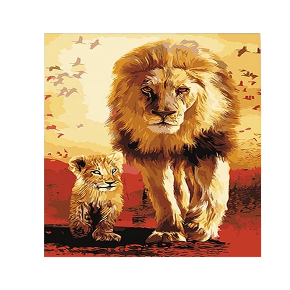 Set pictura pe numere Tatal leu si fiul, 40*50cm, Funny Party Shop