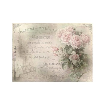 Hartie orez pentru decupaj 25-30 g/m2 A4 - trandafir rustic cu inscriptii Hartie orez pentru decupaj 25-30 g/m2 A4 - trandafir rustic cu inscriptii