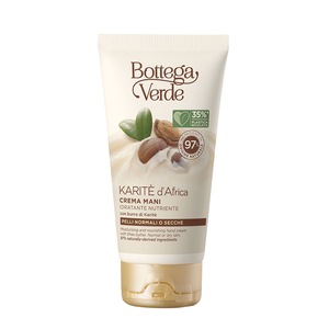 Crema de Maini Intens Hidratana cu Unt de Shea - Karite, Bottega Verde, Hidrateaza, Hraneste si Catifeleaza Pielea, Cu Textura Bogata, Efect Regenerant si Protectie Durabila, Ideala pentru Ingrijirea Zilnica a Mainilor Uscate si Sensibile, 75 ml
