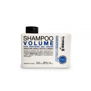 Sampon pentru par, Three, cu proteine din grau pentru volum, 300 ml Sampon pentru par, Three, cu proteine din grau pentru volum, 300 ml