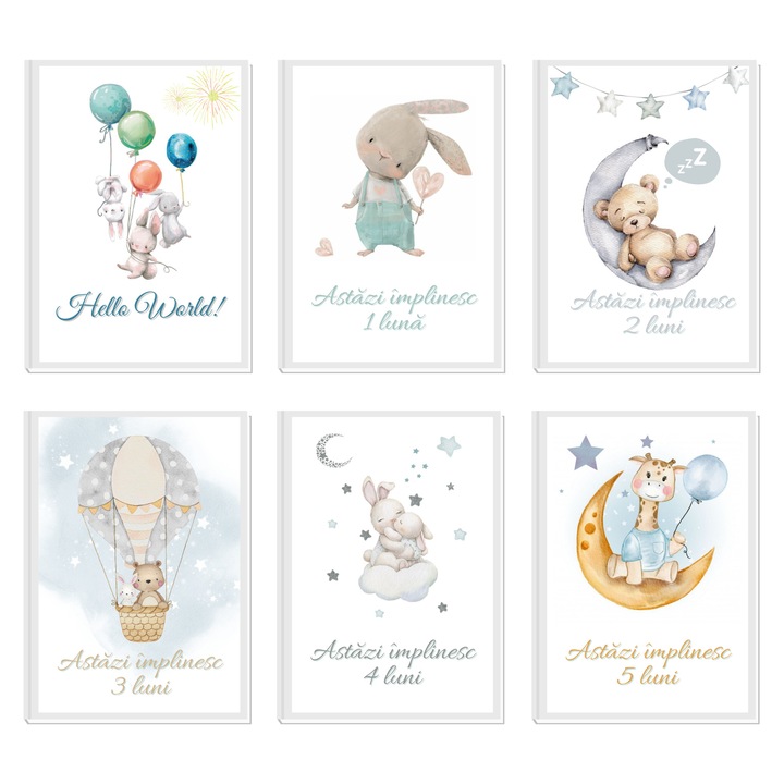 Set 15 cartonase pentru nou-nascut "Primul an", Kandor Special Gifts, 10X15, Baby Milestone