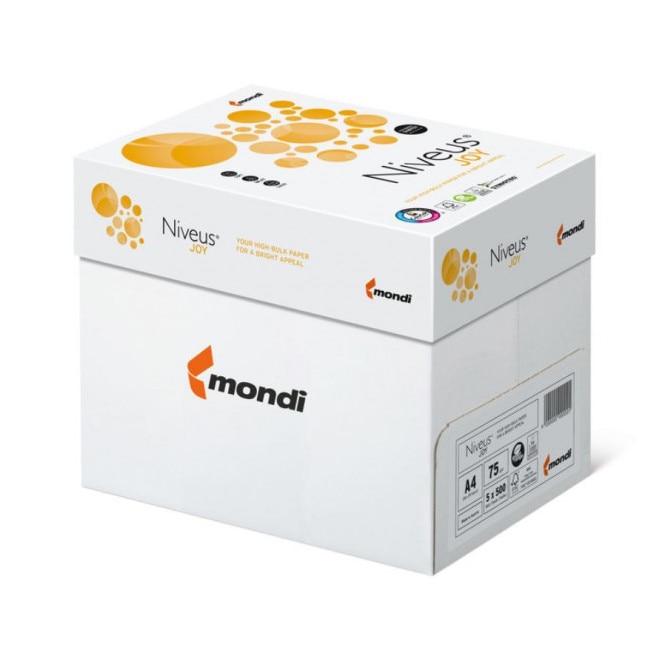 Hartie a4, 75 g/mp, 500 coli/top, niveus joy (cutie/5 topuri)