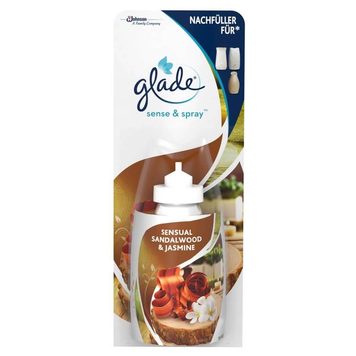 Utántöltő GLADE Sense&Spray Sensual Szantálfa&Jázmin légfrissítő, 18 ml