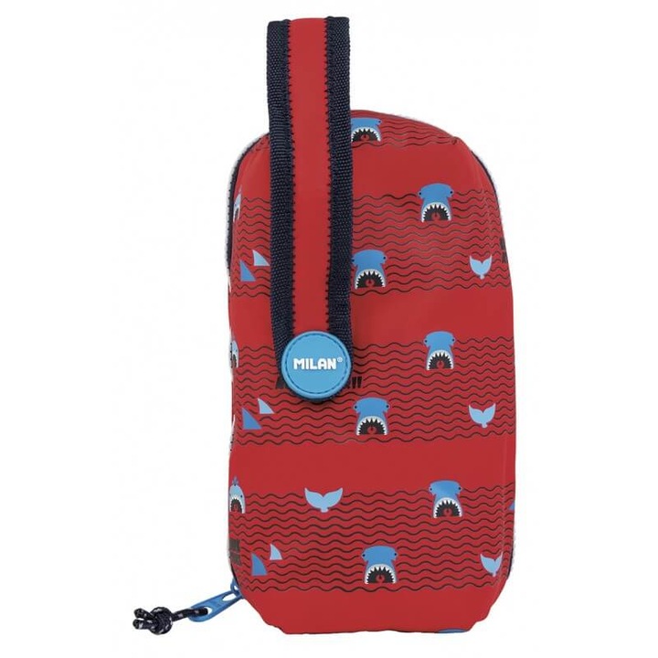 Моливник MILAN Design, 31 части, модел Shark, червено/черно