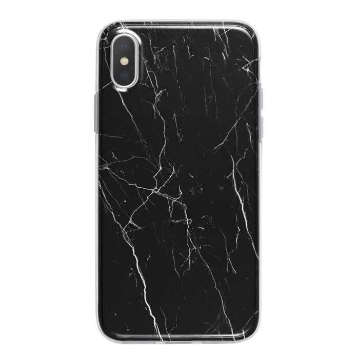 Husa de protectie, Marble Case, iPhone XR, Negru/Alb