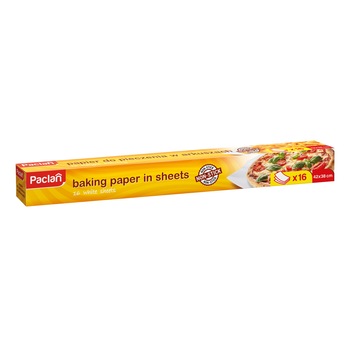 Hartie pentru copt Paclan, 16 buc 42cmx38cm Hartie pentru copt Paclan, 16 buc 42cmx38cm