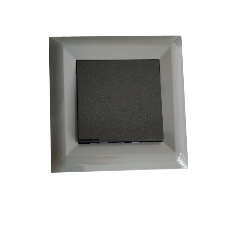 Intrerupator simplu LB Light Softline, negru perlat, cu rama gri