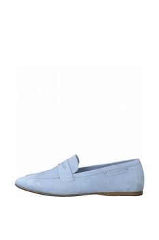 Tamaris, Pantofi loafer din piele intoarsa cu logo, Albastru pastel, 36 Tamaris, Pantofi loafer din piele intoarsa cu logo, Albastru pastel, 36