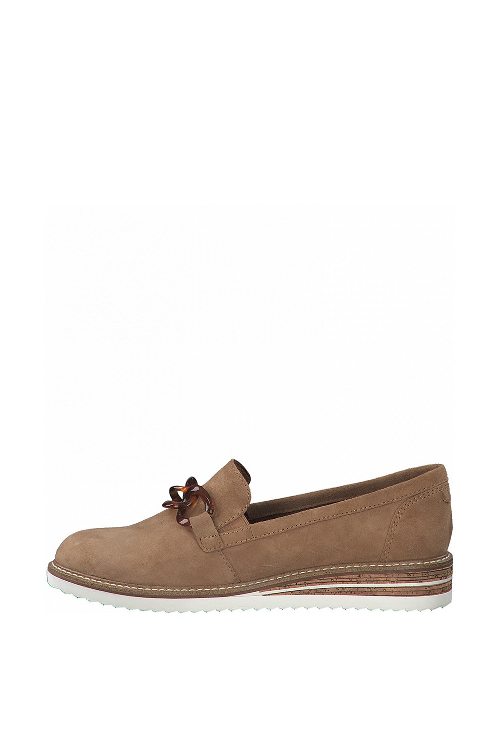 Tamaris, Pantofi loafer de piele intoarsa cu lant