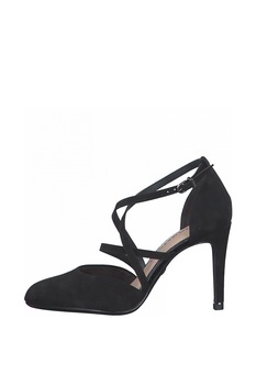 Tamaris, Pantofi din piele ecologica cu toc stiletto si barete incrucisate, Negru, 39 Tamaris, Pantofi din piele ecologica cu toc stiletto si barete incrucisate, Negru, 39