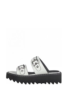 Tamaris, Papuci de piele ecologica cu catarame decorative Tamaris, Papuci de piele ecologica cu catarame decorative