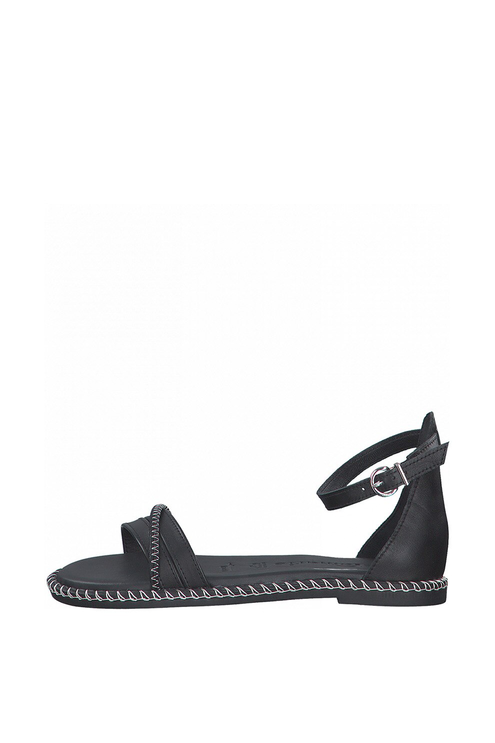 Tamaris, Sandale de piele cu amortizare si cusaturi decorative