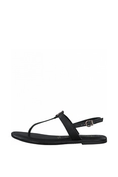 Tamaris, Sandale de piele cu bareta separatoare si logo metalic Tamaris, Sandale de piele cu bareta separatoare si logo metalic