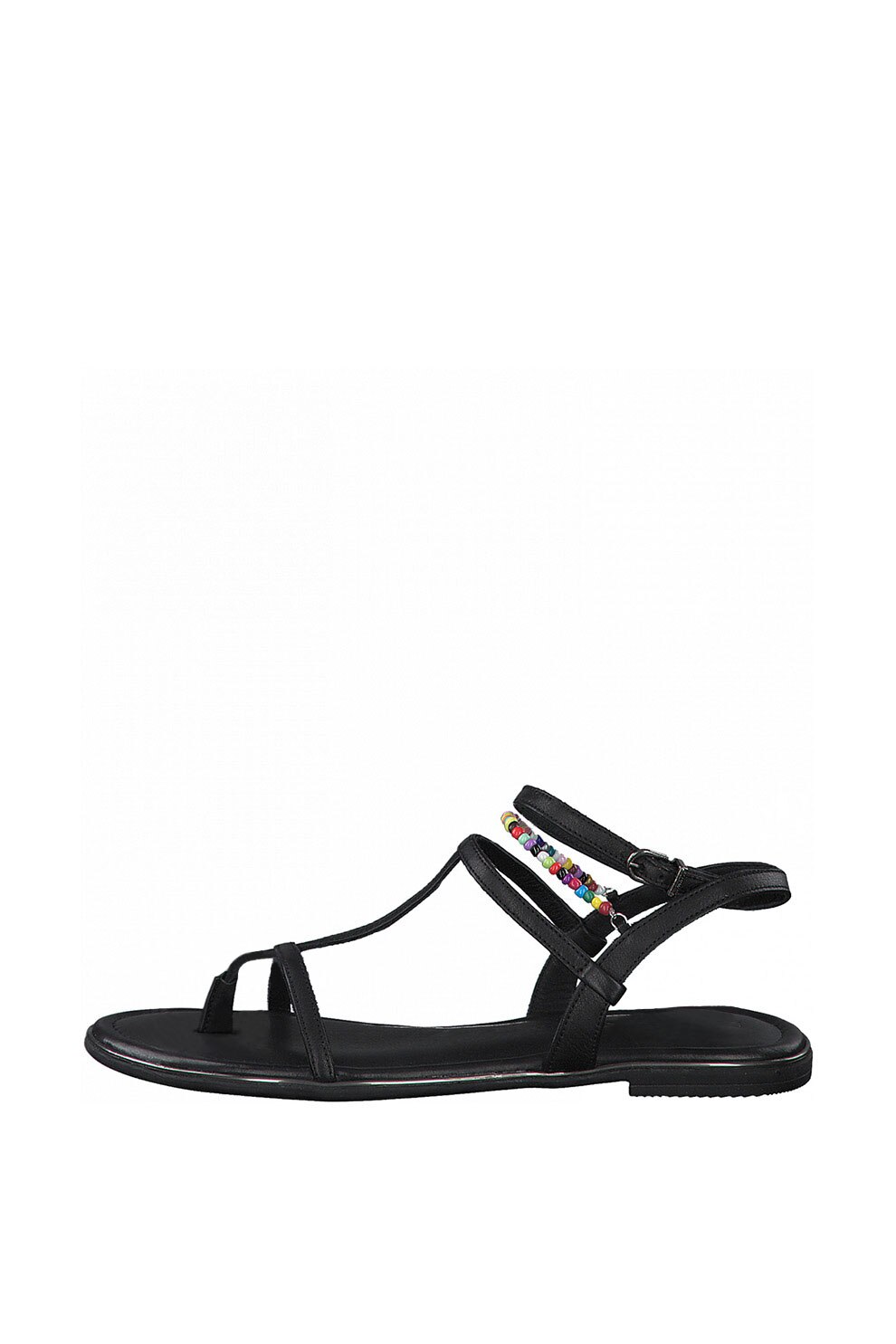 Tamaris, Sandale de piele cu bareta separatoare si bareta cu margele