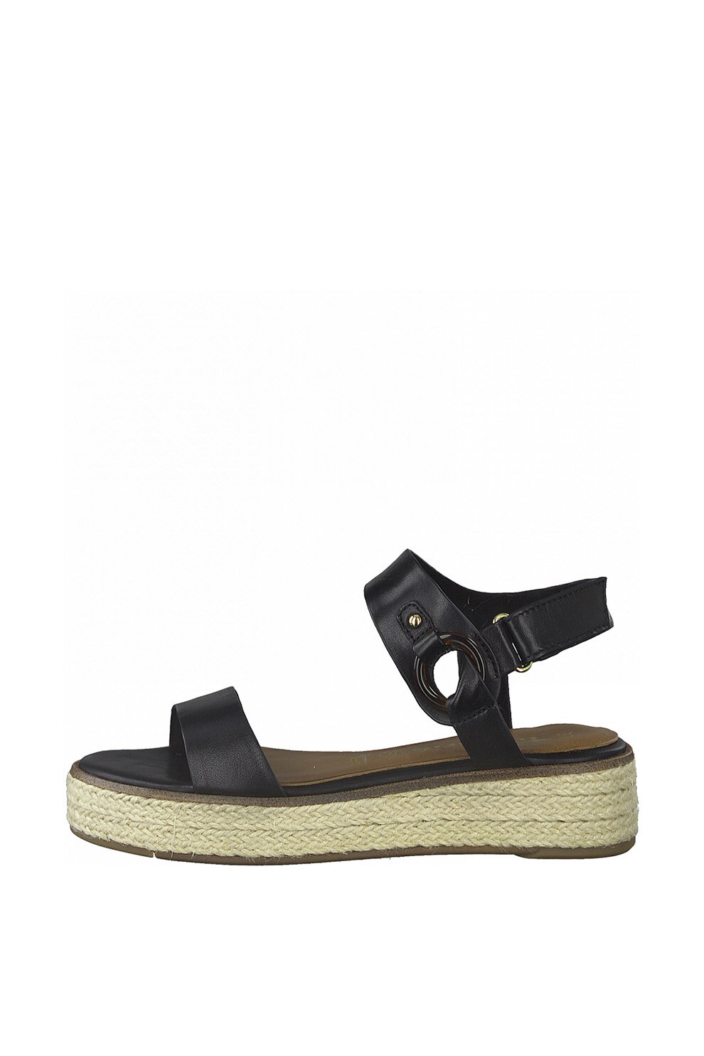 Tamaris, Sandale wedge tip espadrile de piele
