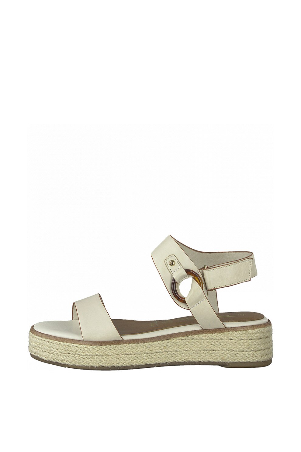 Tamaris, Sandale wedge tip espadrile de piele