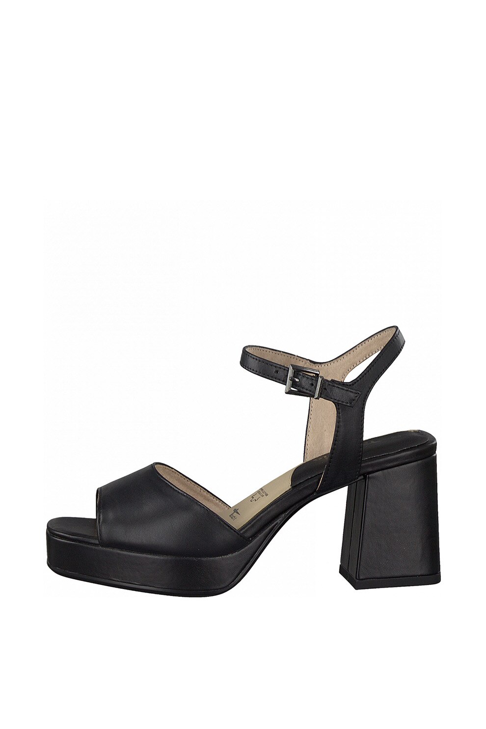 Tamaris, Sandale de piele cu design masiv, Negru, 40