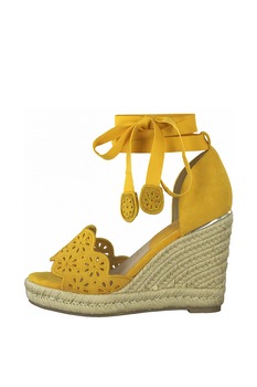 Tamaris, Sandale wedge tip espadrile de piele intoarsa Tamaris, Sandale wedge tip espadrile de piele intoarsa