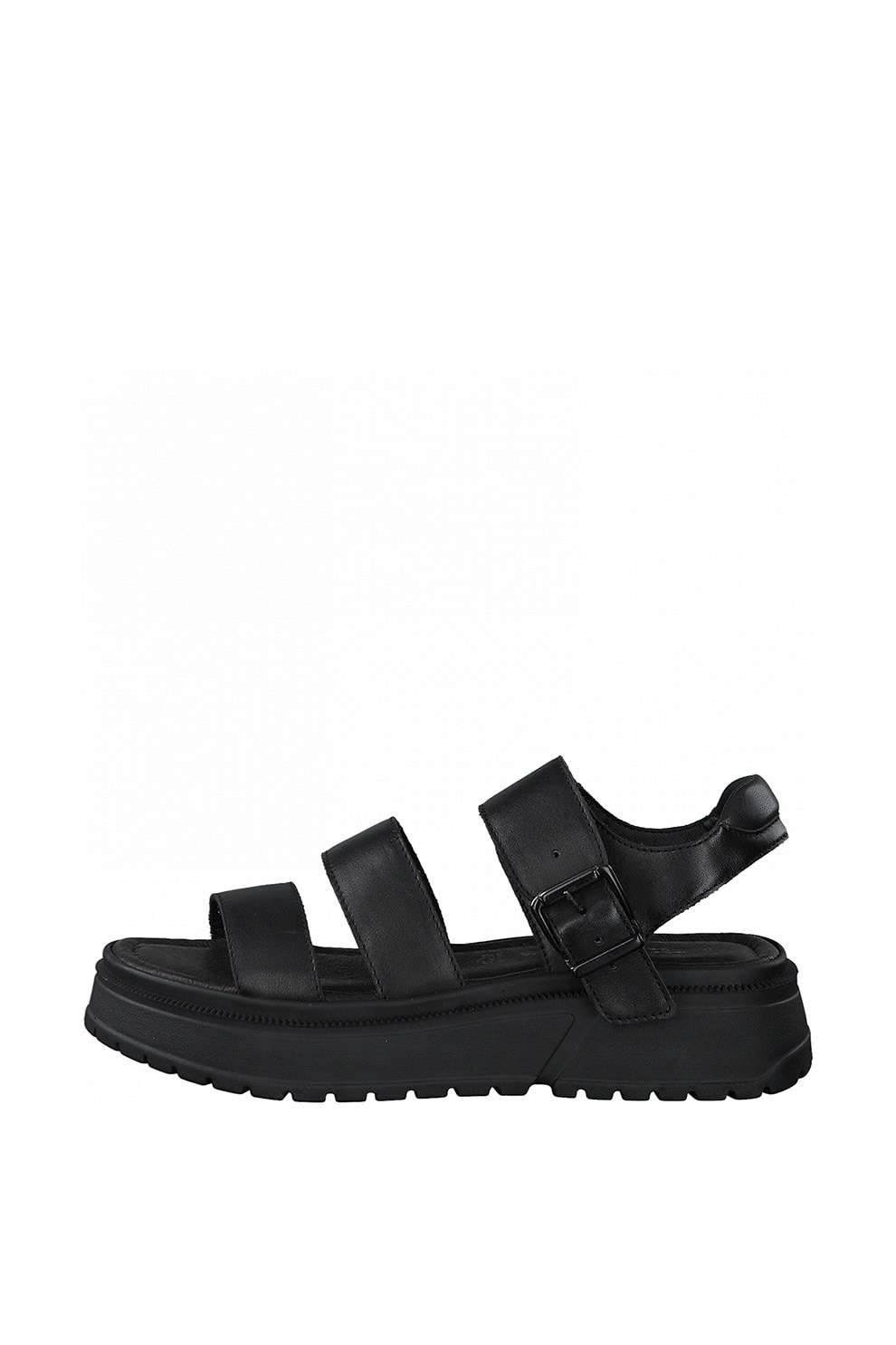 Tamaris, Sandale wedge de piele cu barete multiple