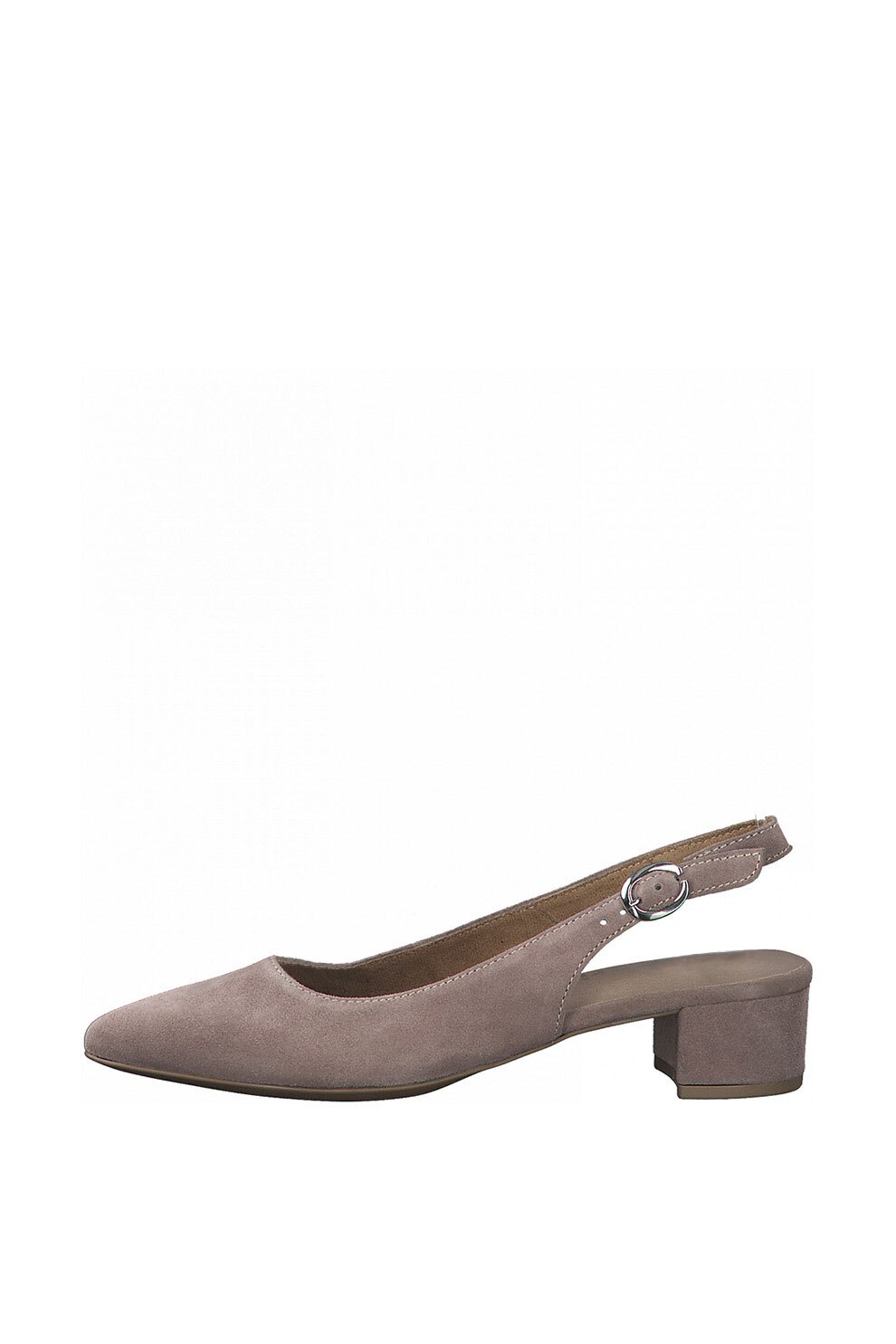 Tamaris, Pantofi slingback de piele intoarsa cu varf ascutit, Taupe, 36