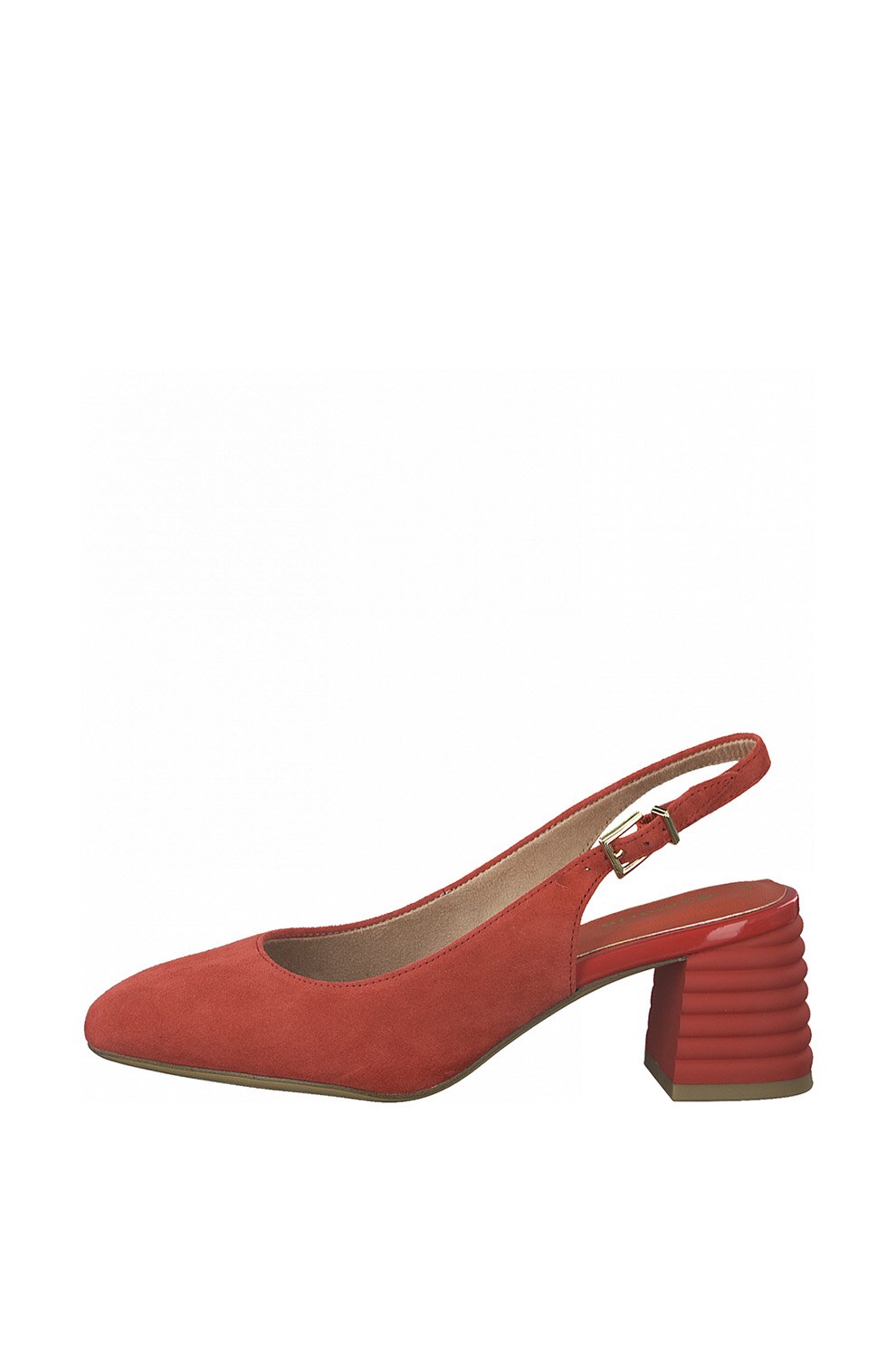 Tamaris, Pantofi slingback de piele intoarsa cu varf patrat
