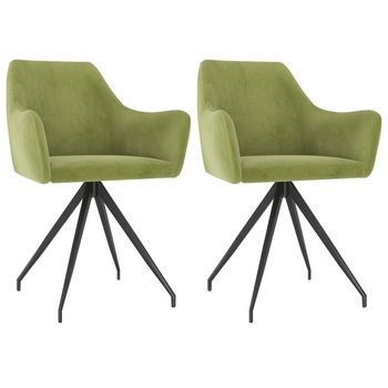 Set de 2 scaune de bucatarie, vidaXL, Catifea/Metal, 54 x 59 x 82 cm, Verde deschis Set de 2 scaune de bucatarie, vidaXL, Catifea/Metal, 54 x 59 x 82 cm, Verde deschis