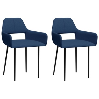 Set de 2 scaune de bucatarie, vidaXL, Tesatura/Metal, 54 x 54 x 79 cm, Albastru