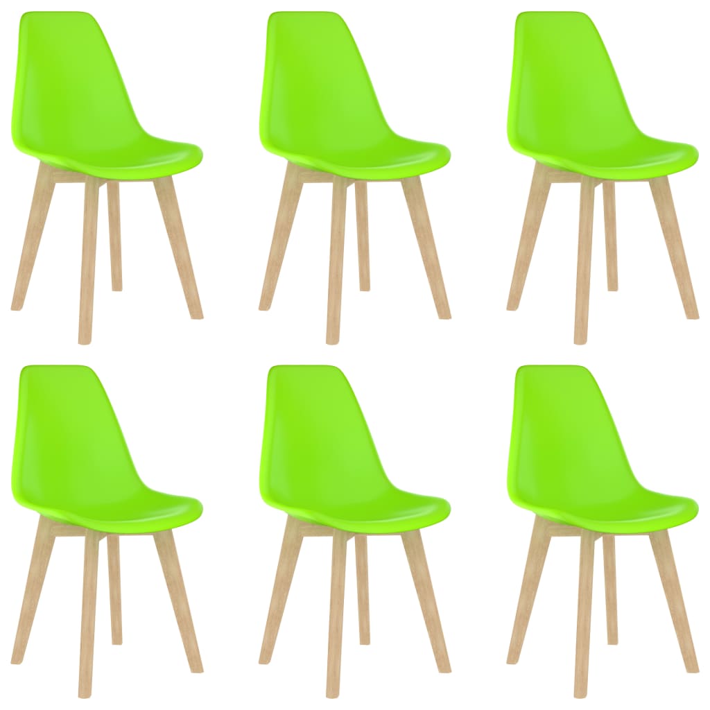 Set de 6 scaune de bucatarie, vidaXL, Polipropilena/Lemn de fag, 46 x 53,5 x 82 cm, Verde