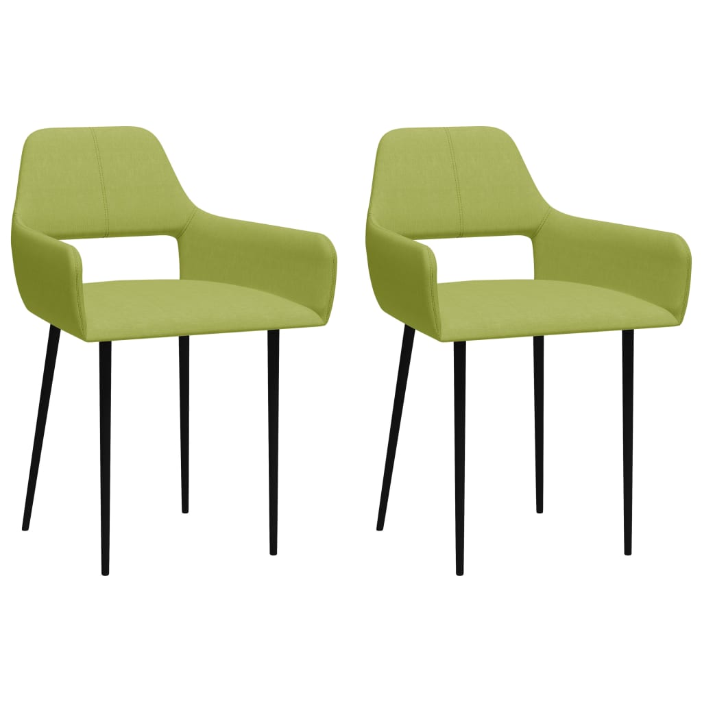 Set de 2 scaune de bucatarie, vidaXL, Tesatura/Metal, 54 x 54 x 79 cm, Verde