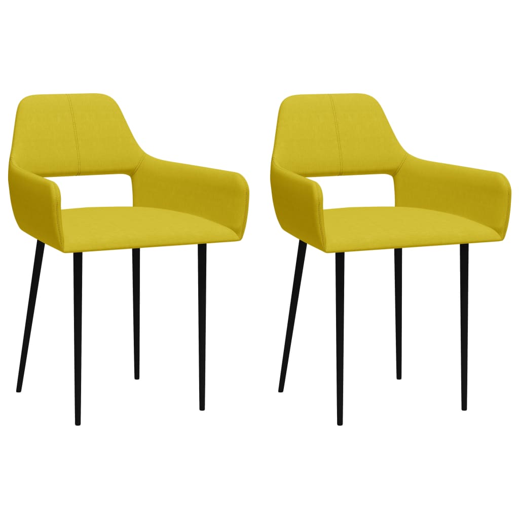 Set de 2 scaune de bucatarie, vidaXL, Tesatura/Metal, 54 x 54 x 79 cm, Galben