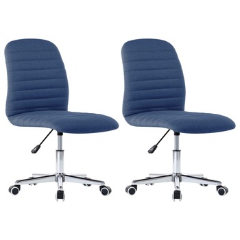 Set de 2 scaune de bucatarie, vidaXL, Tesatura/Metal, 56 x 43 x 84-94 cm, Albastru