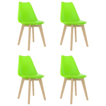 Set de 4 scaune de bucatarie, vidaXL, Plastic/Lemn, 42 x 42 x 81 cm, Verde Set de 4 scaune de bucatarie, vidaXL, Plastic/Lemn, 42 x 42 x 81 cm, Verde