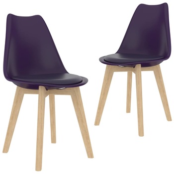 Set de 2 scaune de bucatarie, vidaXL, Plastic/Lemn, 42 x 42 x 81 cm, Violet