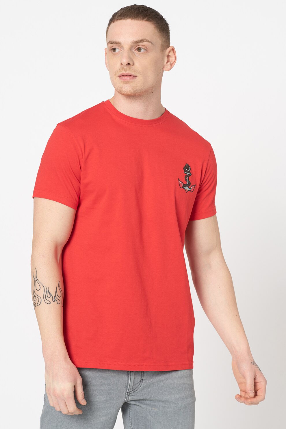 Karl Lagerfeld, Tricou cu decolteu la baza gatului Kaptail, Rosu, XS